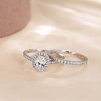 Eamti 15Ct 925 Sterling Silver Cubic Zirconia Bridal Rings Sets Oval Cut Cz Engagement Rings Wedding Band For Women Size 75