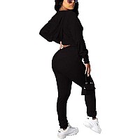 Pinsv 2 Piece Outfits Velour Tracksuit For Women Zip Up Hoodie Velvet Jogging Sweatsuit Workout Sets Solid Black S