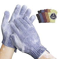 Mig4U Shower Exfoliating Scrub Gloves Medium To Heavy Bathing Gloves Body Wash Dead Skin Removal Deep Cleansing Mitts For Women And Men 5 Pairs 5 Colors