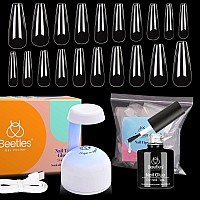 Beetles Gel Nail Kit Easy Nail Extension Set With 500Pcs Soft Gel Nail Tips Coffin Shape, 2 In 1 Nail Glue And Base Gel And Innovative Led Lamp Easy Home Diy Nails Art Gelly Tips Acrylic Nail Kit