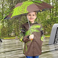 Kids Umbrella & Dinosaur Rain Coats For Girls And Boys Set - Toddler Umbrella For Kids Boys In Fun Rain Jacket Styles For 3-5 (Camouflage)