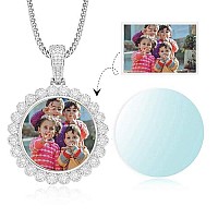 Yimeraire Picture Necklace Personalized With Sunflower Photo Pendant Iced Out Full Cz Lab Diamond Custom Pendant Necklace With Photo Hip Hop Chain For Men Women