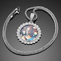 Yimeraire Picture Necklace Personalized With Sunflower Photo Pendant Iced Out Full Cz Lab Diamond Custom Pendant Necklace With Photo Hip Hop Chain For Men Women