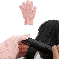 Lessmon 2 Professional Heat Resistant Gloves For Hair Styling Heat Blocking For Curling, Flat Iron And Curling Wand Suitable For Left And Right Hands, Light Pink