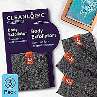 Cleanlogic Detoxify Purifying Charcoal Infused Exfoliating Body Scrubber, Reusable Exfoliator Tool For Smooth And Softer Skin, Daily Skincare Routine, 3 Count Value Pack