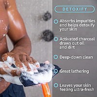 Cleanlogic Detoxify Purifying Charcoal Infused Exfoliating Body Scrubber, Reusable Exfoliator Tool For Smooth And Softer Skin, Daily Skincare Routine, 3 Count Value Pack