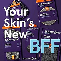 Cleanlogic Detoxify Purifying Charcoal Infused Exfoliating Body Scrubber, Reusable Exfoliator Tool For Smooth And Softer Skin, Daily Skincare Routine, 3 Count Value Pack