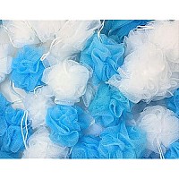 Loofah Lord 20 Blue And White Bath Or Shower Sponge Loofahs Pouf Medium Mesh Wholesale Bulk Lot