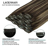 Lacer New Version Thick Hair Extensions Clip In Human Hair Silky Straight Dark Brown To Medium Brown Highlight Dark Brown R#2-2/6 120G 7Pcs With 16 Clips Per Set 18 Inch