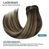 Lacer New Version Thick Hair Extensions Clip In Human Hair Silky Straight Dark Brown To Medium Brown Highlight Dark Brown R#2-2/6 120G 7Pcs With 16 Clips Per Set 18 Inch