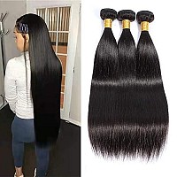 Selina Brazilian Virgin Hair Straight 20 22 24 (100G352Oz,Natural Black Color) Human Hair Weave 100 Unprocessed Human Hair Bundles Straight Remy Hair Extensions Natural Black(20 22 24,Straight)