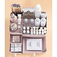 Miuopur Makeup Organizer For Vanity, Large Capacity Desk Organizer With Drawers For Cosmetics, Lipsticks, Jewelry, Nail Care, Skincare, Ideal For Bedroom And Bathroom Countertops - Large Pink