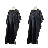 Hair Salon Capes With Snap Closure Waterproof Hairdressing Styling Hair Cutting Coloring Nylon Cape For Barber Hairdressers (2 Pack) Black