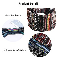 Gortin Boho Headbands Stretch Wide Hair Bands Black Elastic Yoga Sweatband Knoted Turban Headband Cloth Twist Head Wraps Stylish Head Bands For Women And Girls 3 Pcs (Set 1)