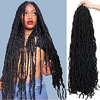 Dus New Faux Locs 36 Inch Crochet Hair Pre-Looped 6 Packs Natural New Soft Locs Crochet Hair Extended Goddess Locs Braids Synthetic Fiber Supper Long Hair Extensions For Women 1B