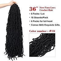 Dus New Faux Locs 36 Inch Crochet Hair Pre-Looped 6 Packs Natural New Soft Locs Crochet Hair Extended Goddess Locs Braids Synthetic Fiber Supper Long Hair Extensions For Women 1B