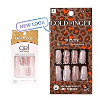 Gold Finger False Nails Full Cover Gel Glam Ready To Wear Gel Manicure Long Nails