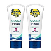 Banana Boat 100% Mineral, Reef Friendly, Broad Spectrum Sensitive Skin Sunscreen Lotion, Spf 50, 6Oz - Twin Pack