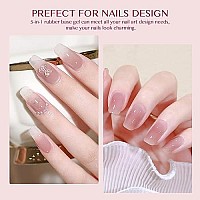 Saviland 5-In-1 Rubber Base Gel For Nails, Sheer Pink Rubber Base Nail Coat Jelly Gel Nail Polish Color Gel Nail Polish Strengthener Gel Nail For Starters Professionals Home Diy