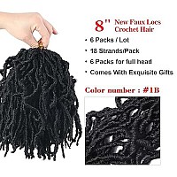 Dus New Faux Locs 8 Inch 6 Packs Natural Nu Soft Locs Crochet Hair Pre-Looped Short Styles Hair Extensions For Women 1B