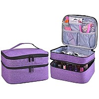 Zfzgfrcs Nail Polish Organizer- Holds 30 Bottles Nail Supply Organizers And Storage Double-Layer Nail Polish Carrying Case Nail Varnish Organizer Nail Polish Storage Bag With Handle(Purple)