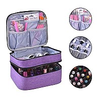 Zfzgfrcs Nail Polish Organizer- Holds 30 Bottles Nail Supply Organizers And Storage Double-Layer Nail Polish Carrying Case Nail Varnish Organizer Nail Polish Storage Bag With Handle(Purple)