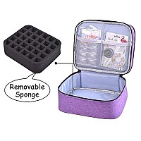 Zfzgfrcs Nail Polish Organizer- Holds 30 Bottles Nail Supply Organizers And Storage Double-Layer Nail Polish Carrying Case Nail Varnish Organizer Nail Polish Storage Bag With Handle(Purple)