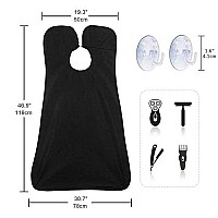 Beard Bib Apron For Men, Gift Beard Trimming Catcher Bib For Shaving Hair Clippings, Waterproof Non-Stick Hair Catcher Grooming Cloth With 2 Suction Cups