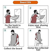 Beard Bib Apron For Men, Gift Beard Trimming Catcher Bib For Shaving Hair Clippings, Waterproof Non-Stick Hair Catcher Grooming Cloth With 2 Suction Cups