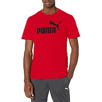 PUMA mens Essential Logo Tee T Shirt, Red, Large US