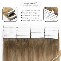 Lacer Tape In Hair Extensions Human Hair 14 Inch Natural Weft 8 Light Brown Fading To 12 Light Brown With 60 Platinum Blonde Double Sided Extensions Human Hair 50G 20Pcs