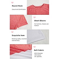 Ebifin Girls Casual Shortlong Sleeve T Shirts Kids Loose Soft Striped Color Block Tunic Tops, Tees Blouses Size 4-15 Years B-Pink