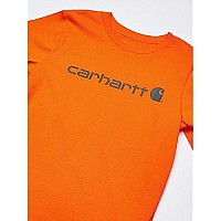 Carhartt Boys Knit Short Sleeve Crewneck Logo T-Shirt, Orange, Large (1416)