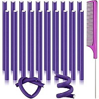 20 Pcs Flexible Curling Rods Twist Foam Hair Rollers Soft Foam No Heat Hair Rods Rollers Curlers And Steel Pintail Comb Rat Tail Comb For Women Girls Long And Short Hair (031 X 94 Inch, Purple)