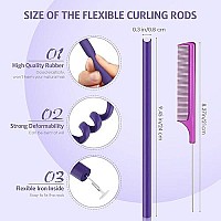 20 Pcs Flexible Curling Rods Twist Foam Hair Rollers Soft Foam No Heat Hair Rods Rollers Curlers And Steel Pintail Comb Rat Tail Comb For Women Girls Long And Short Hair (031 X 94 Inch, Purple)