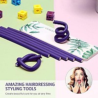 20 Pcs Flexible Curling Rods Twist Foam Hair Rollers Soft Foam No Heat Hair Rods Rollers Curlers And Steel Pintail Comb Rat Tail Comb For Women Girls Long And Short Hair (031 X 94 Inch, Purple)