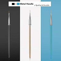 3Pcs Nail Art Liner Brushes, Uv Gel Painting Acrylic Nail Design Nylon Brush, Nail Painting Drawing Pens (7911Mm)