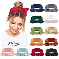 12 Pack Headbands For Women Non Slip Hair Bands With Bows Rabbit Ears Workout Running Sport Sweat Elastic Hair Wrap For Girls Hair Accessories