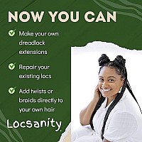 Locsanity Afro Kinky 100% Bulk Natural Human Hair - Braiding Hair For Dreadlocks, Loc Repair, Dreadlock Extensions, Twists, Braids - 8 Inches Long, 1 Oz