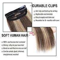 S-Noilite Hair Extensions For Short Hair Clip In Human Hair 1Pcs 2 Clips Balayage Clip In Hairpieces Remy Hair For Women With Thinning Hair Add Hair Volume 12G 8Inch-Medium Browndark Blonde