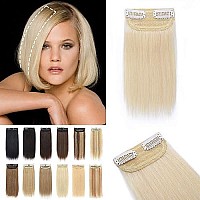 S-Noilite Short Hair Extensions Clip In Human Hair 1Pcs 2 Clips Clip In Hairpieces Remy Hair For Women With Short Hair Adding Hair Volume 10G 6Inch-Platinum Blonde