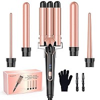 Waver Curling Iron Wand, Bestope Pro 5 In 1 Curling Wand Set With 3 Barrel Hair Crimper For Women, Fast Heating Hair Wand Curler In All Hair Type