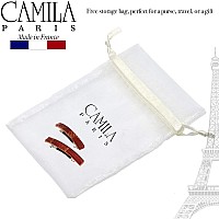 Camila Paris Cp3031 French Hair Barrette Clip For Girls, Set Of 2 Red Rubberized Metal Clasp Strong Hold Grip Hair Clips For Women, No Slip Durable Styling Girls Hair Accessories, Made In France