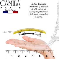 Camila Paris Cp3043 French Hair Barrette Clip For Girls, Set Of 2 Yellow Rubberized Metal Clasp Strong Hold Grip Hair Clips For Women, No Slip Durable Styling Girls Hair Accessories, Made In France