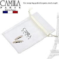 Camila Paris Cp3029 French Hair Barrette Clip For Girls, Set Of 2 White Rubberized Metal Clasp Strong Hold Grip Hair Clips For Women, No Slip Durable Styling Girls Hair Accessories, Made In France