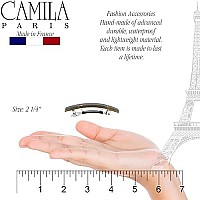 Camila Paris Cp3033 French Hair Barrette Clip For Girls, Set Of 2 Black Snake Rubberized Metal Clasp Strong Hold Grip Hair Clips For Women, No Slip Durable Styling Hair Accessories, Made In France