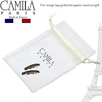 Camila Paris Cp3033 French Hair Barrette Clip For Girls, Set Of 2 Black Snake Rubberized Metal Clasp Strong Hold Grip Hair Clips For Women, No Slip Durable Styling Hair Accessories, Made In France