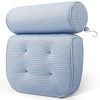 Luxstep Bath Pillow Bathtub Pillow With 6 Non-Slip Suction Cups,15X14 Inch, Extra Thick And Soft Air Mesh Pillow For Bath - Fits All Bathtub, Blue