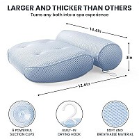 Luxstep Bath Pillow Bathtub Pillow With 6 Non-Slip Suction Cups,15X14 Inch, Extra Thick And Soft Air Mesh Pillow For Bath - Fits All Bathtub, Blue