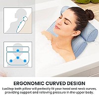 Luxstep Bath Pillow Bathtub Pillow With 6 Non-Slip Suction Cups,15X14 Inch, Extra Thick And Soft Air Mesh Pillow For Bath - Fits All Bathtub, Blue